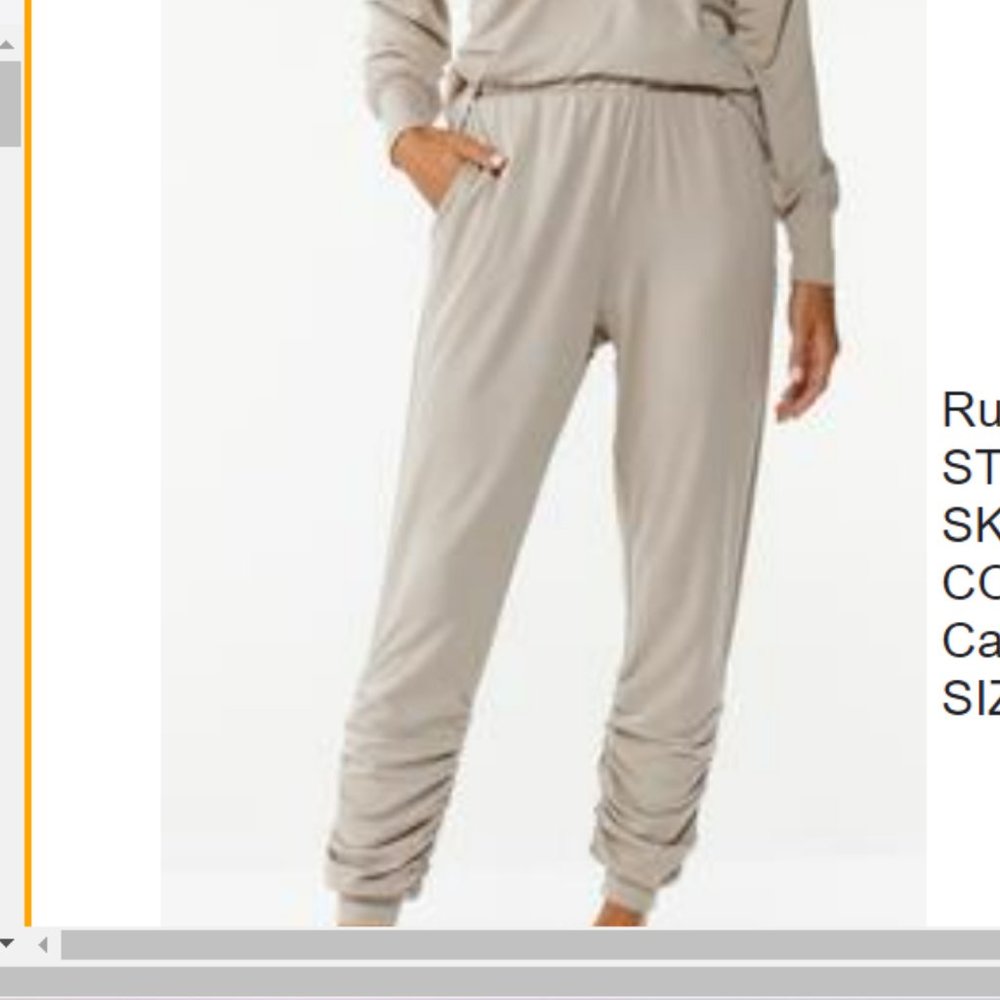 Joggers Pants Ruched at ankles Beige Natural